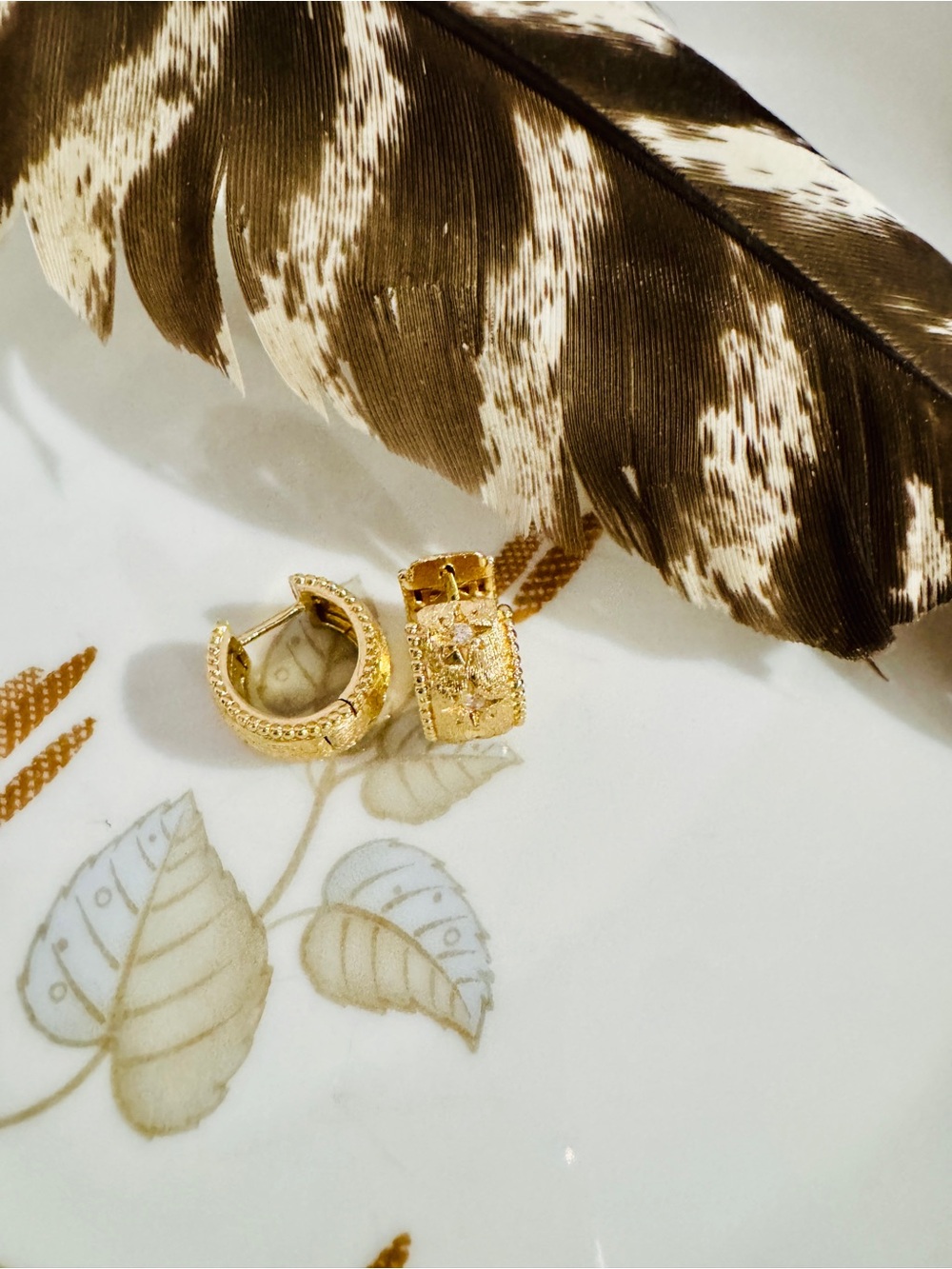 Gold Huggie Hoop Earrings with Crystal Accents